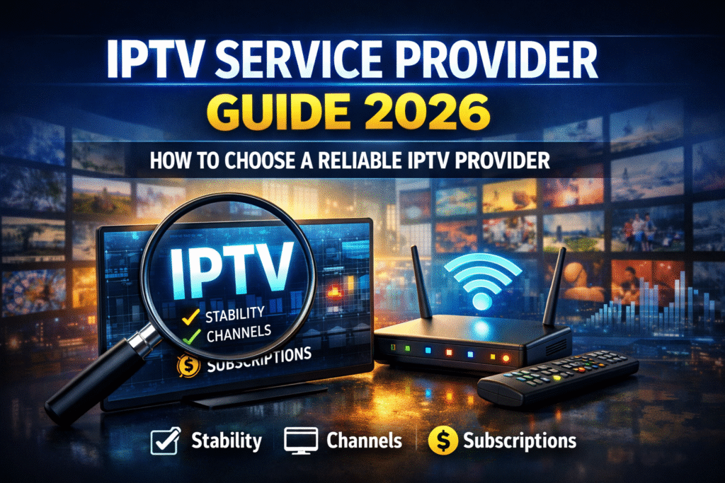 IPTV service provider guide 2026 showing streaming servers, IPTV stability, channels and subscription infrastructure for USA users