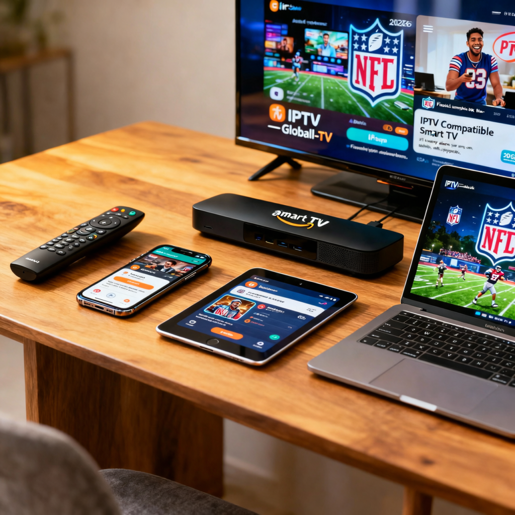 American couple watching IPTV on Firestick 2026 — replacing cable with premium IPTV streaming service USA