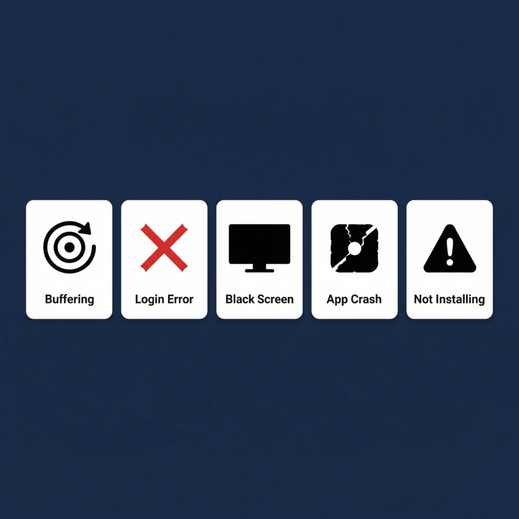 How to install IPTV on Firestick common problems 2026 — buffering login error black screen app crash not installing