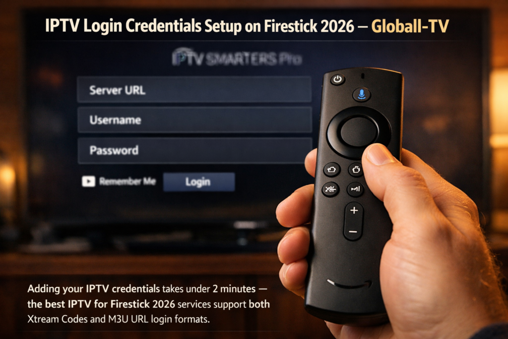 Family watching live NFL sports IPTV on Firestick 2026 in USA living room — best IPTV service