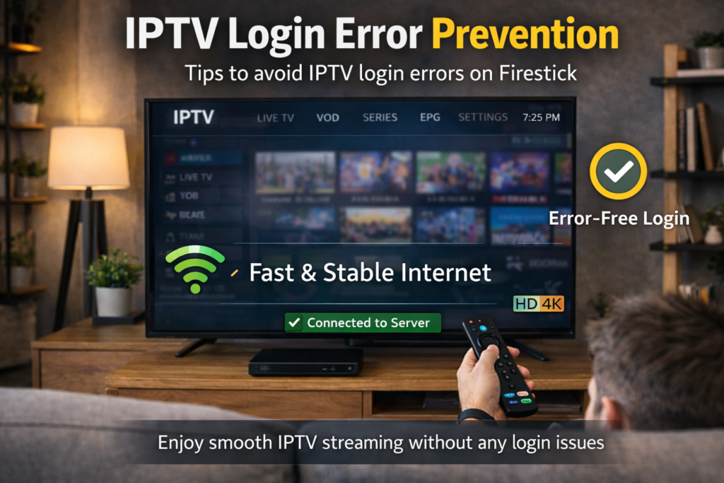 Watching best IPTV apps on Firestick 2026 in USA living room — buffer-free streaming with premium service